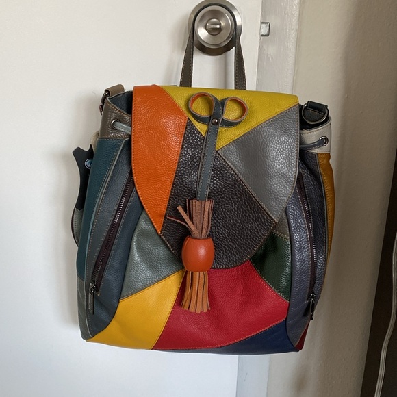 Multicolor Patchwork Leather Backpack - Picture 5 of 5